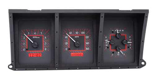 Dakota Digital VHX-73F-PU-C-R Analog Dash Gauge System Compatible with 73-79 Ford Pickup Truck Carbon Fiber Style Red Backlighting