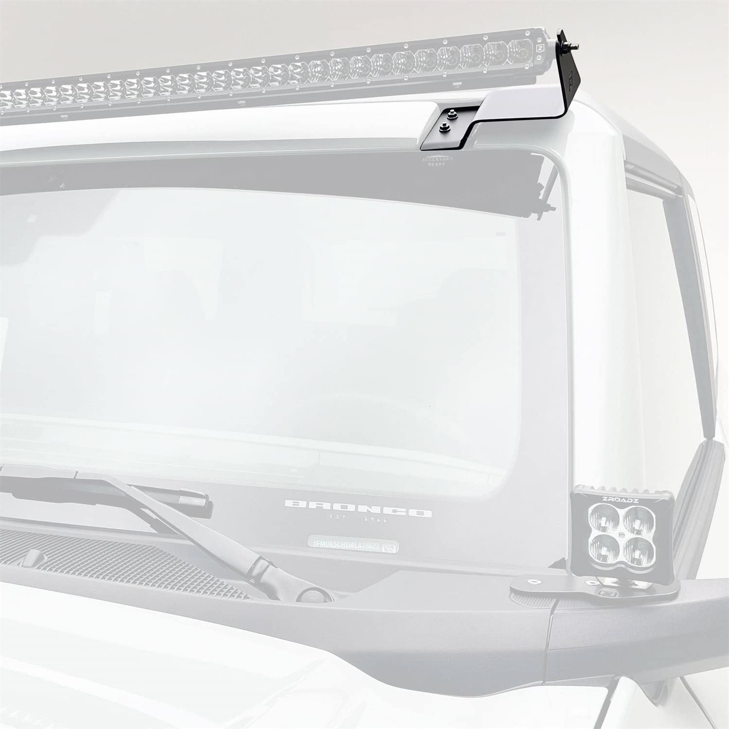 Front Roof Brackets ZROADZ ONLY for a 2021-2022 Ford Bronco, Used to Mount (1) 50 inch ZROADZ LED Straight Single Row Light Bar - Part # Z335401