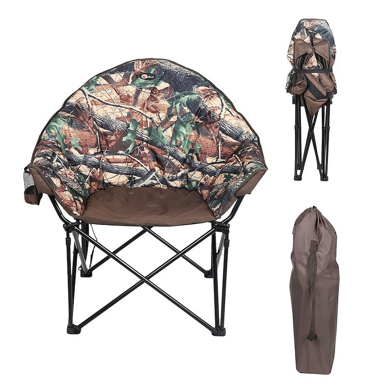Big Dog Faulkner Bucket Chair Camouflage Foldable Oversized Camping Chair with Cup Holder and Carry Bag 300 lb Capacity Padded Steel Frame 34.3 Inches Wide