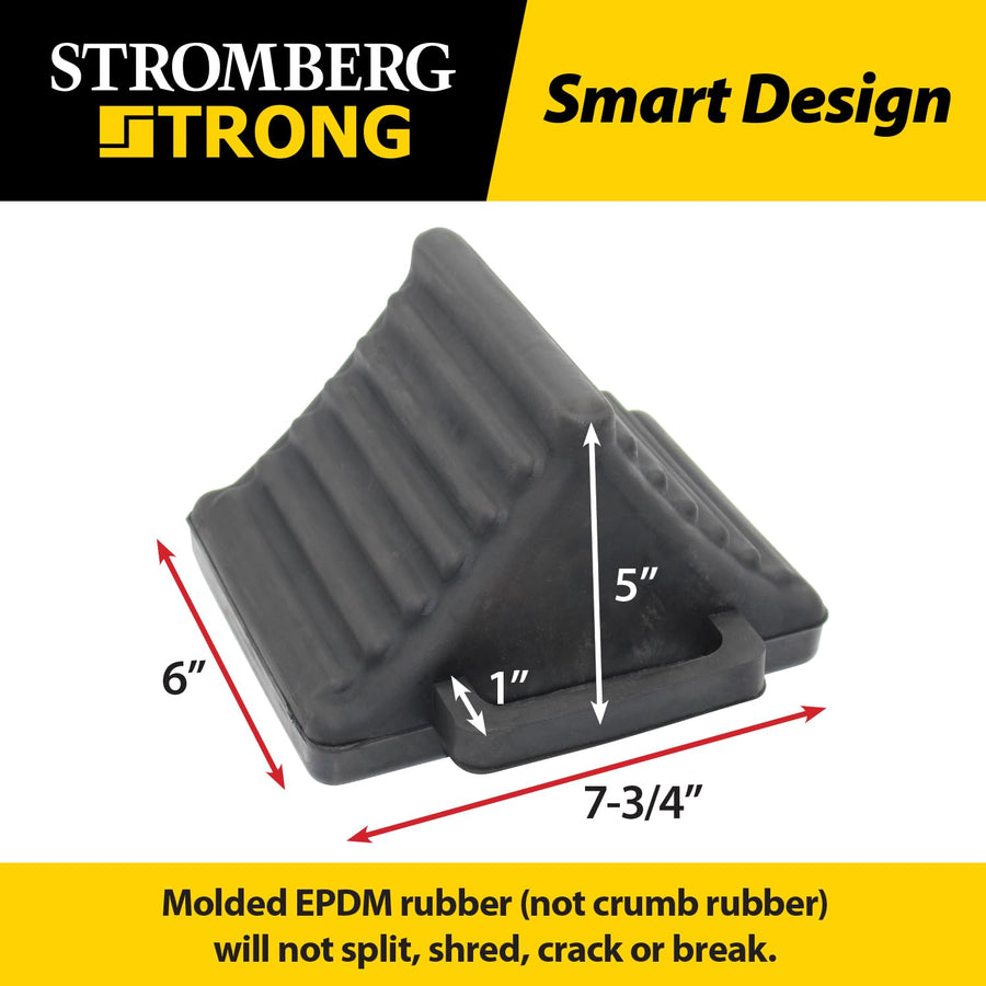 RV Wheel Chocks for Trailer – Stromberg Carlson Rubber Tire Stopper, Camper Chock Blocks, Trailer Wheel Chuck, Wheel Chocks for Cars, RV Tire Chocks for Travel Accessory, Black, Single