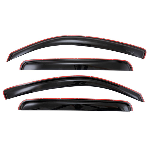 TrailFX Guards Raing Fits 2005-2015 Toyota Tacoma Double Cab 4-PC Low Profile in-Channel Smoke Window Vents Acrylic Rainguards Snap-in Installation Rain Guards TrailFX 4056IC