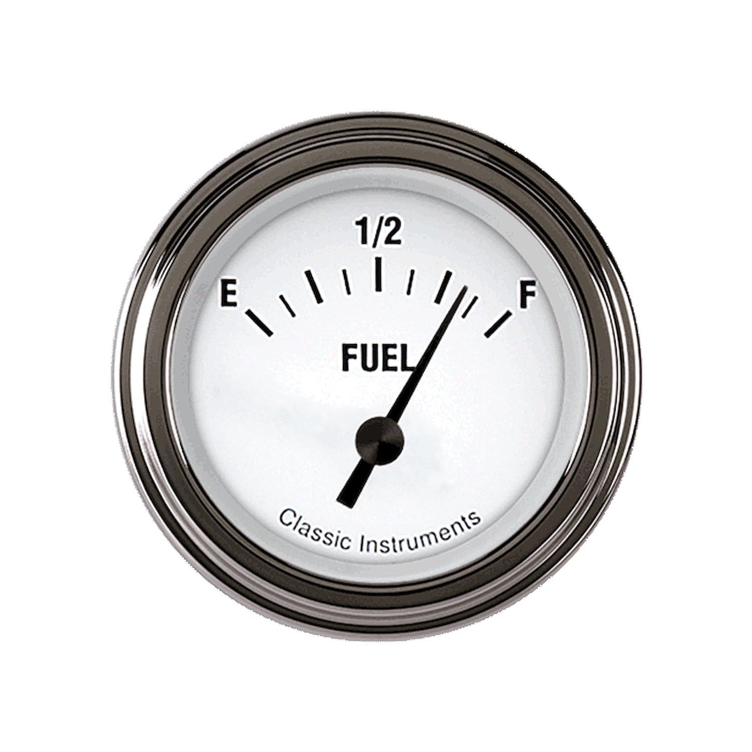 White Hot Classic Instruments WH14SLF 2 1/8" Fuel Gauge 0-30 Ohm with Stainless Low Step Bezel Flat Glass Lens