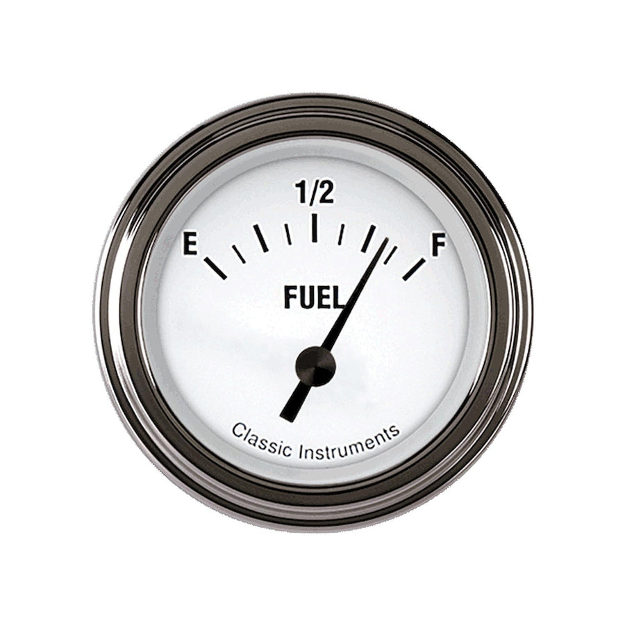 White Hot Classic Instruments WH14SLF 2 1/8" Fuel Gauge 0-30 Ohm with Stainless Low Step Bezel Flat Glass Lens
