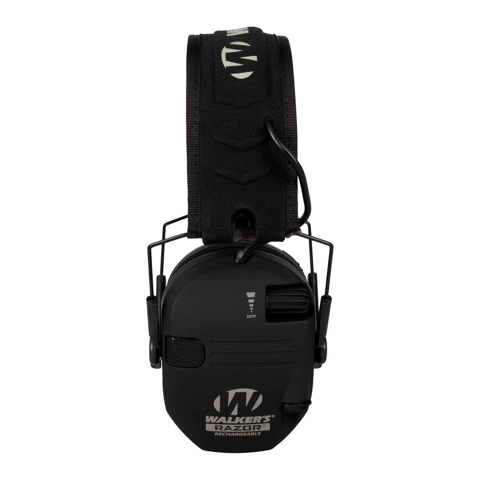 WALKER'S Razor Electronic Muff Rechargeable - HD Speakers 21dB NRR Compact Collapsible Hunting Shooting Hearing Protection Earmuffs, USB Charging Cable Included, Black