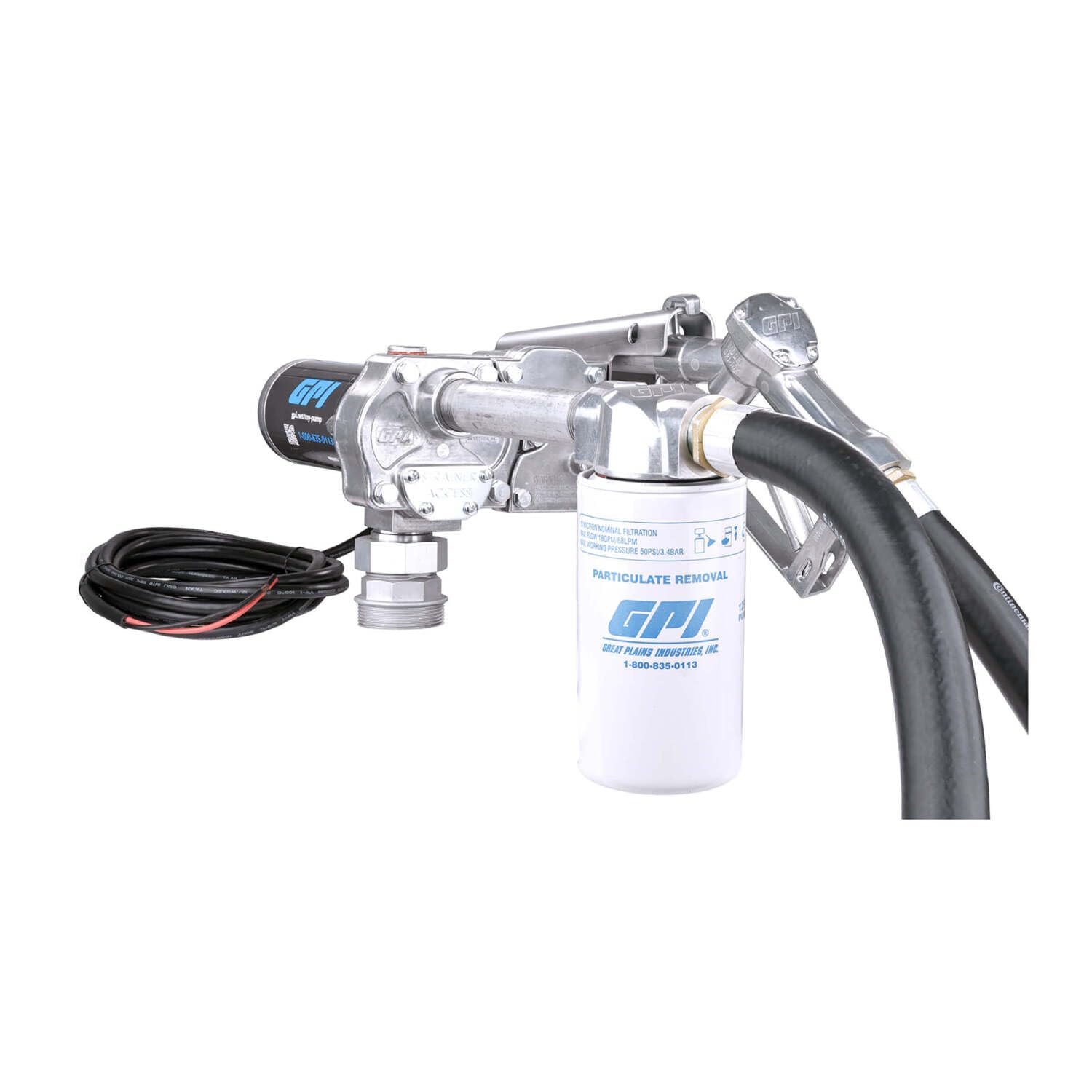 M-180 Series GPI Fuel Transfer Pump, Manual Shut-off Unleaded Nozzle with Filter Kit, 18 GPM, 12 Volt (110612-01)