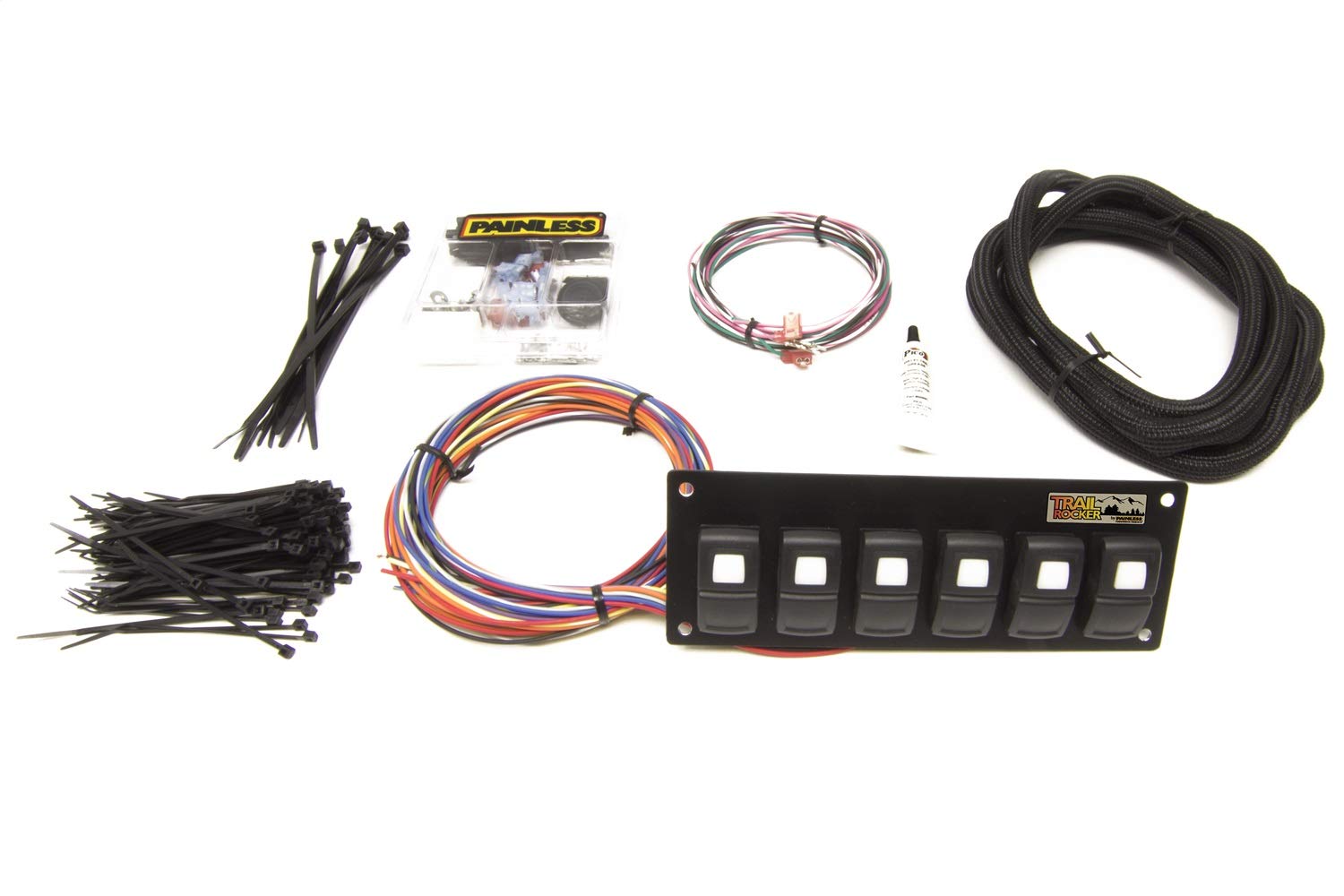 57104 Painless Performance Trail Rocker 6-Switch Panel, In-Dash Mount