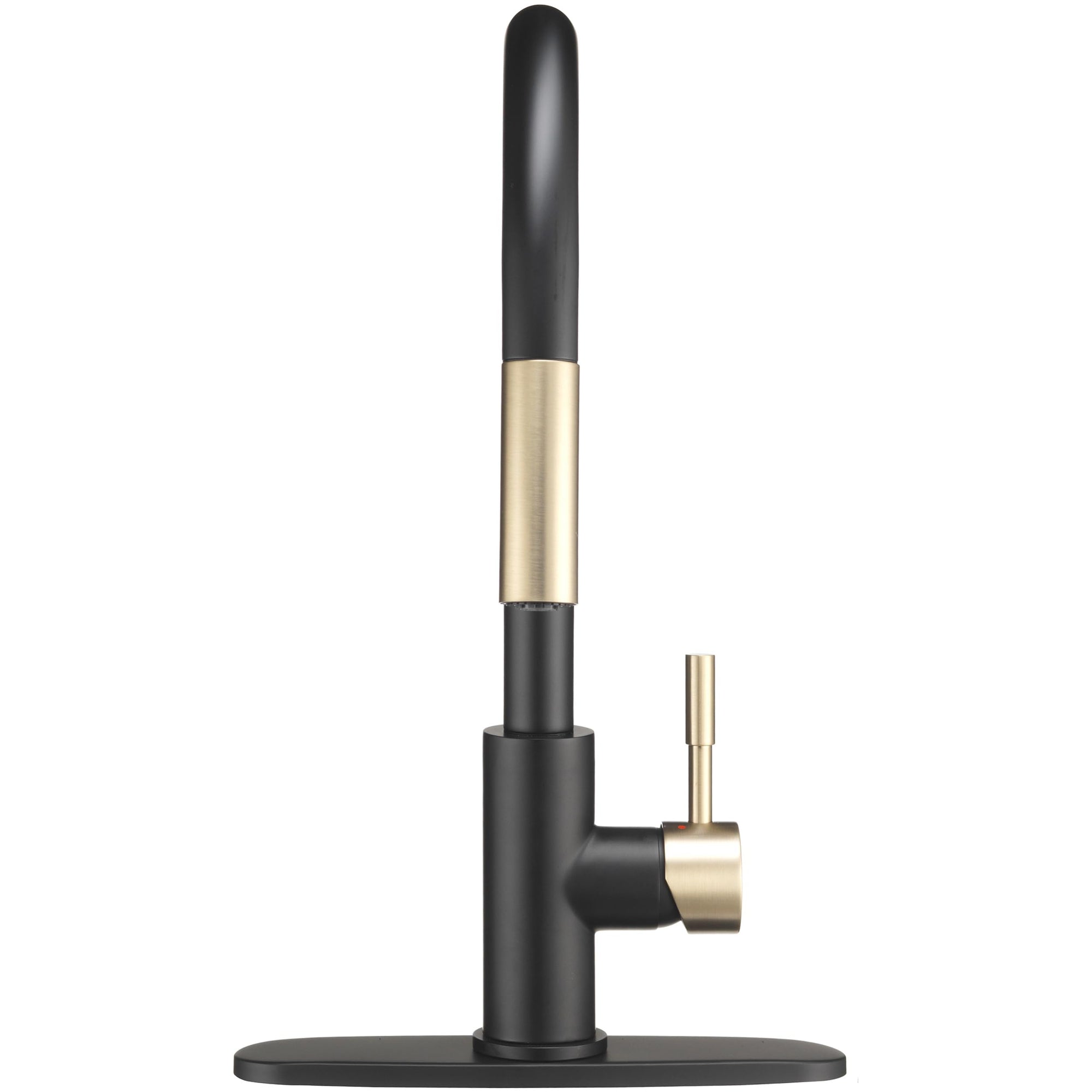 Dura Faucet Streamline RV Single Handle Pull-Down Kitchen Sink Faucet - Optional Deck Plate (Matte Black/Matte Gold)