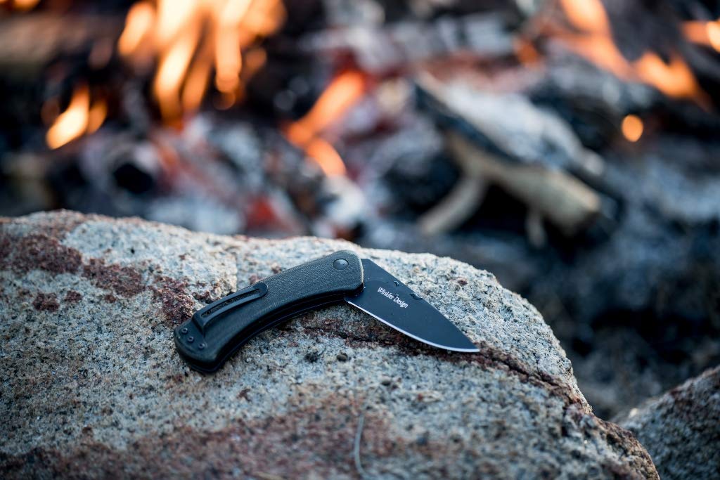 Kilimanjaro Folding Knife, Micarta Handle, Flipper Style Blade, AUS-10 Stainless Steel, Coated, Daniel Winkler Grey, One Size