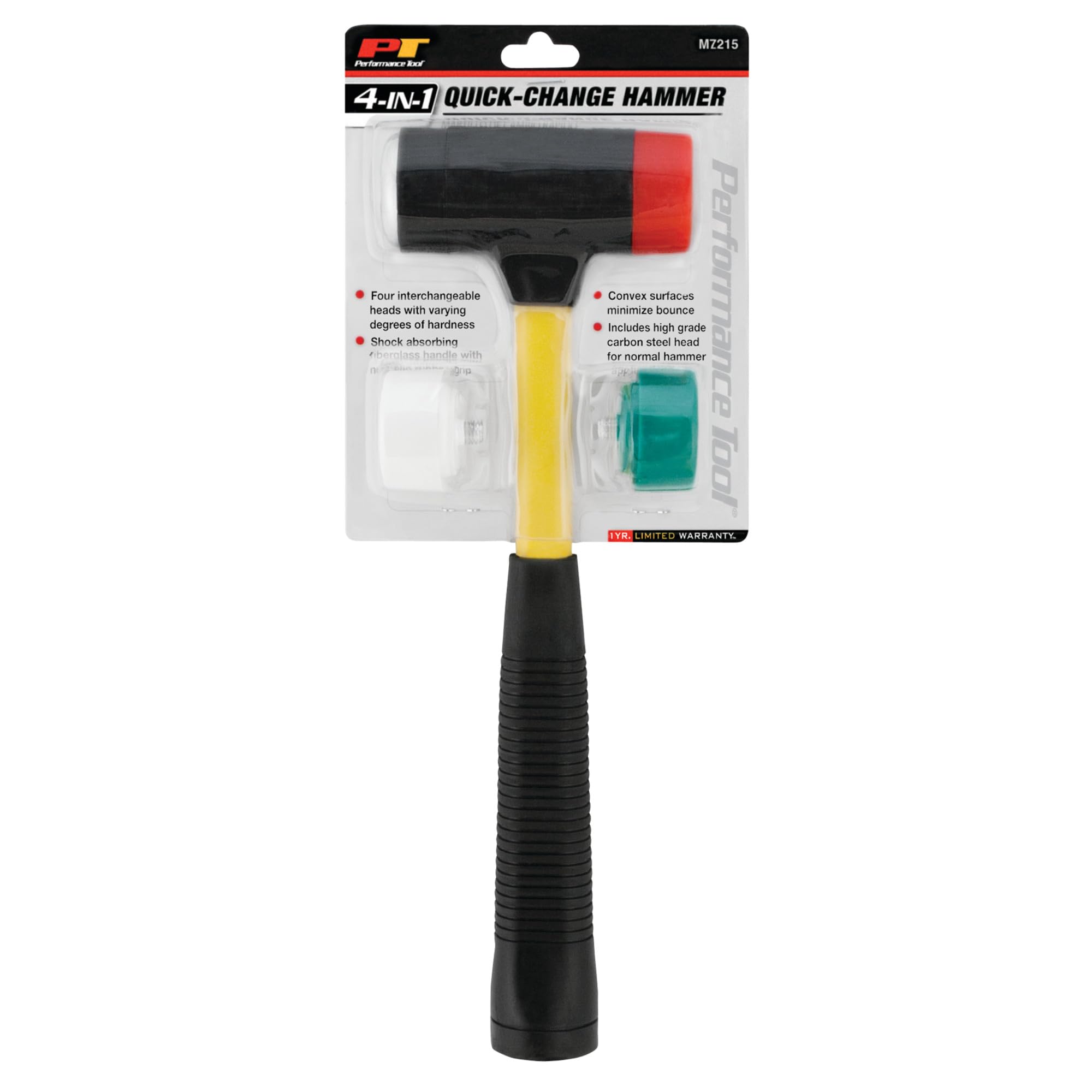 M7215 Performance Tool Soft/Medium/Hard Plastic Head Hammer with Carbon Steel Head and Fiberglass Handle for Surface Protection and Comfortable Use