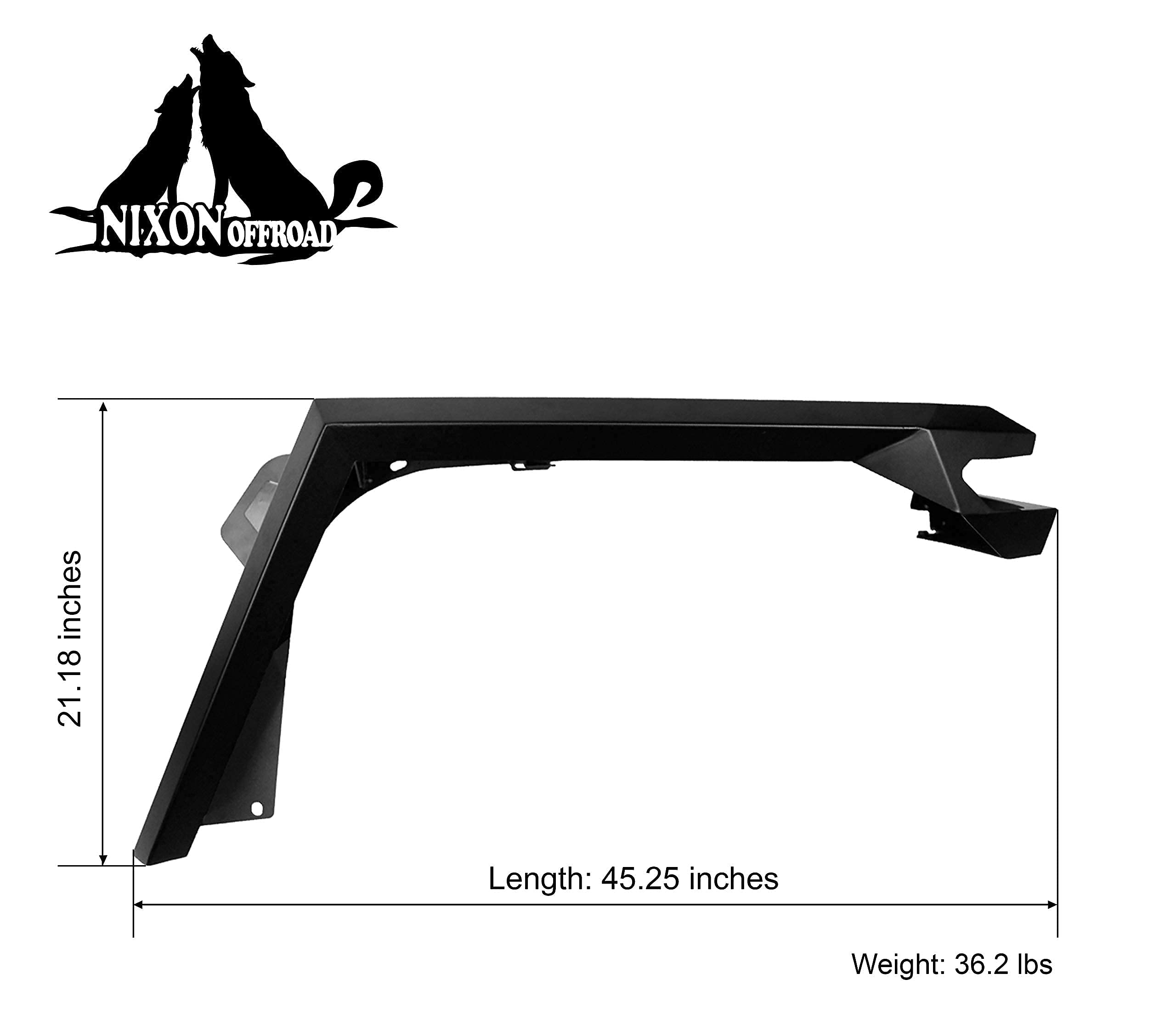 NIXON Front Fender Flares OFFROAD Compatible for Jeep Wrangler JL 2018 2019 2020 2021 2022 2023 2024 2025