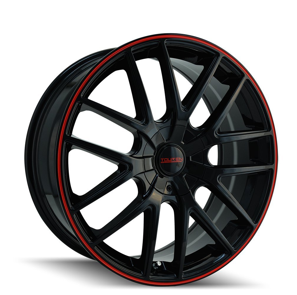 18x8 TR60, Bolt Pattern: 5x112/120, Offset: 40, BLACK/RED RING, set of 1