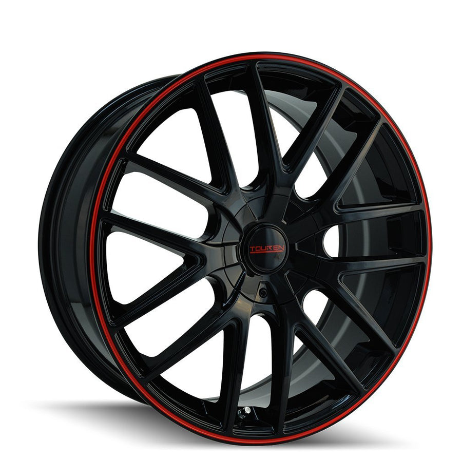 18x8 TR60, Bolt Pattern: 5x112/120, Offset: 40, BLACK/RED RING, set of 1