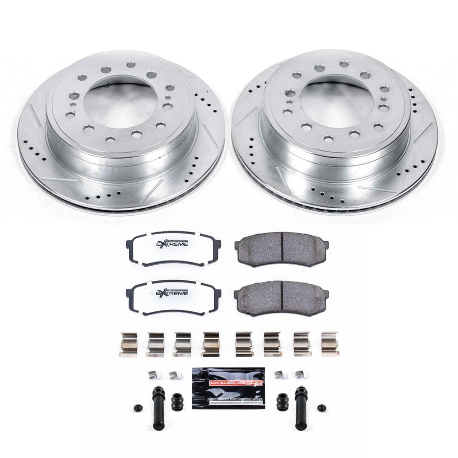 Power Stop Brake Kit For 2010-2013 Lexus GX460 Toyota 4Runner Fj Cruiser - Z36 Rear Truck & Tow, Carbon Fiber Ceramic Brake Pads and Drilled and Slotted Brake Rotors Replacement, K5875-36