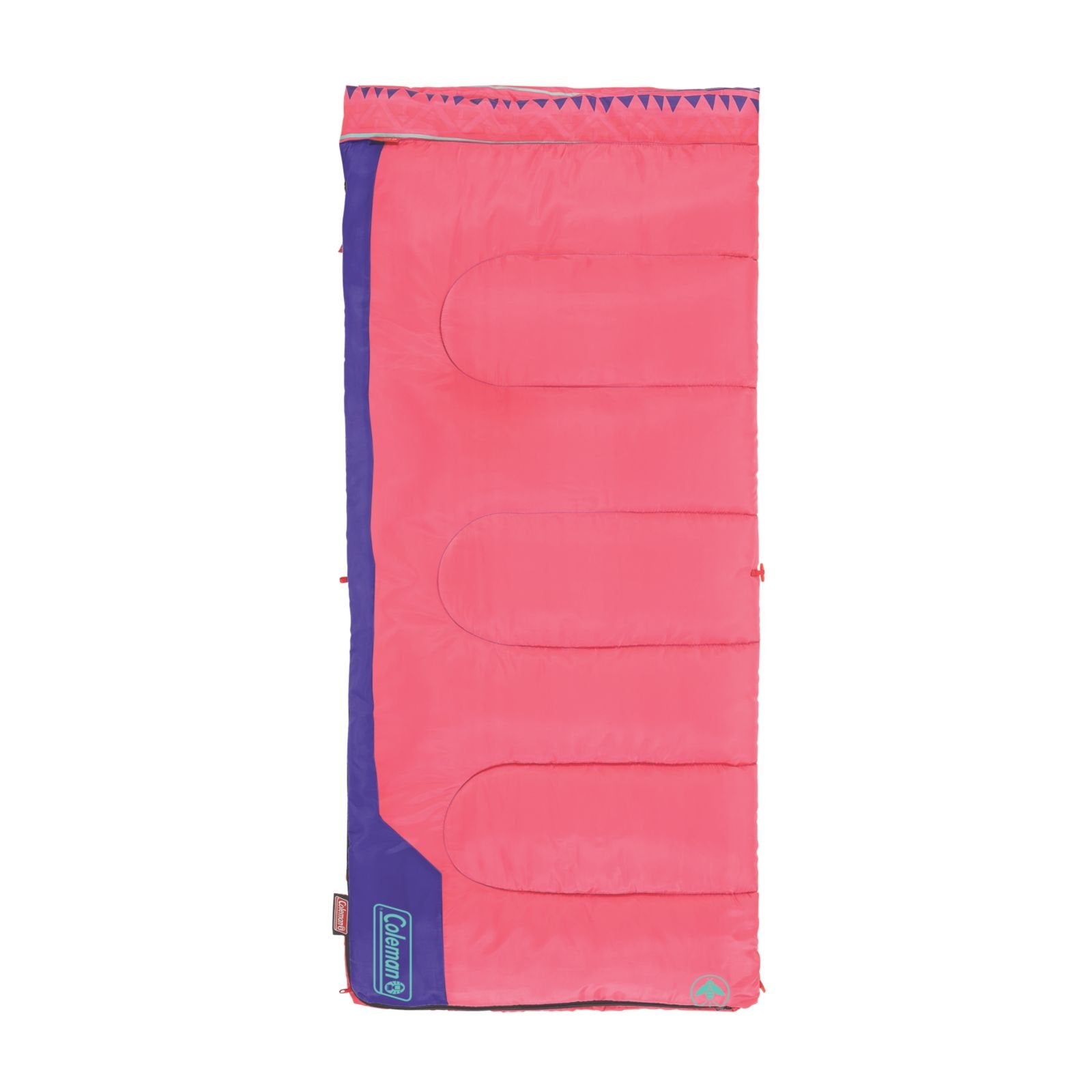 Kids Coleman 50°F Sleeping Bag, Comfortable Youth Sleeping Bag for Sleepovers & Camping, Fits Children up to 5ft Tall, Glow in The Dark Design, Stuff Sack Included, Machine Washable