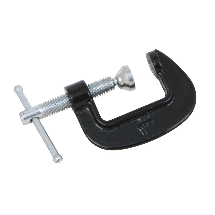 Heavy Duty Performance Tool W3250 1-Inch Cast Iron C-Clamp with Chrome Plated Steel Screw and 1-Inch Throat Depth - Industrial Grade Clamping