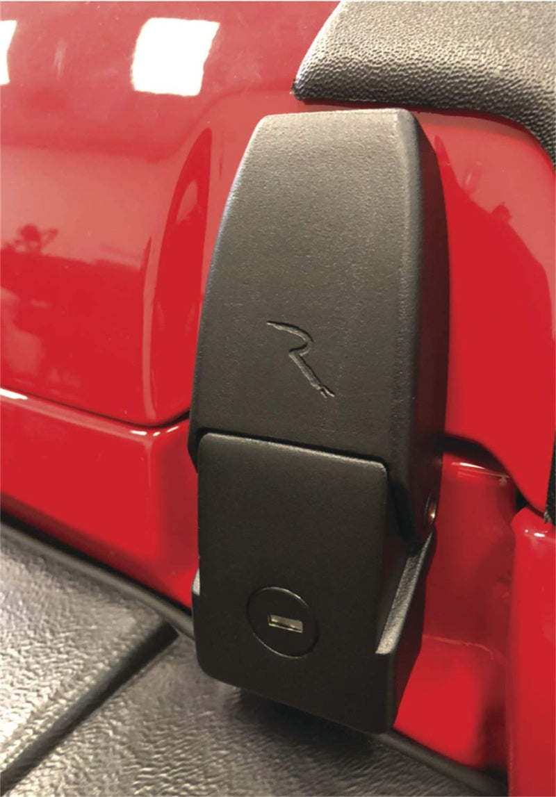 Locking Hood Catch Kit RAMPAGE PRODUCTS for Jeep Wrangler JL | Pair, Stainless Steel, Black Powdercoat | 76337 | Fits 2018-2025 Jeep Wrangler JL/JLU / 2020-2025 Jeep Gladiator JT