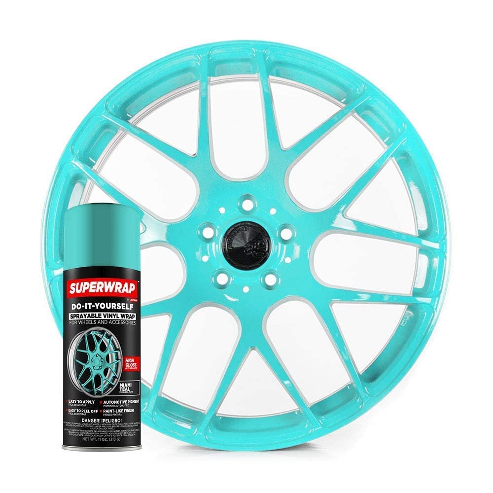 Sprayable Vinyl Wrap Superwrap for Wheels & Accessories - 11oz Spray Can/Paint - High Gloss - Miami Teal (Requires a White Base Coat)