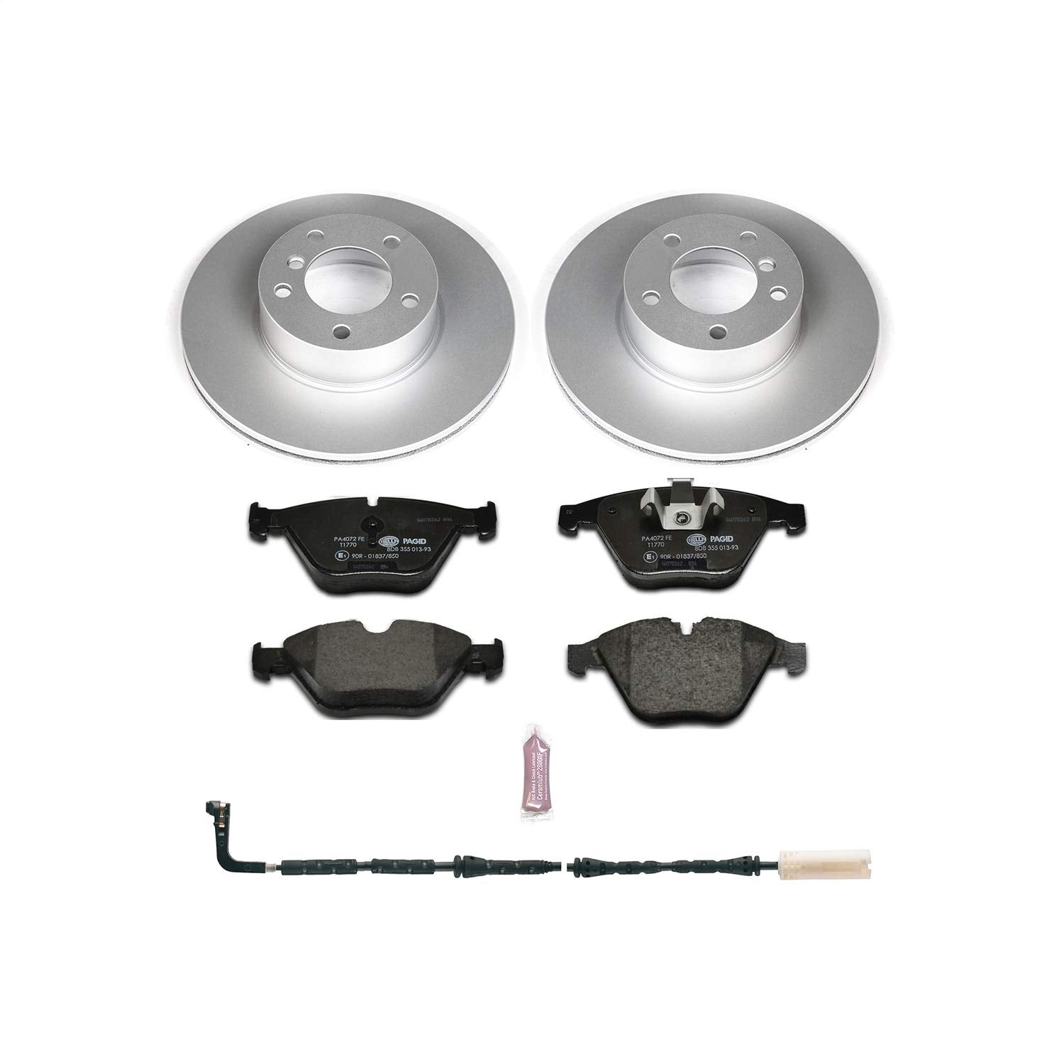 Power Stop ESK4677 Euro-Stop Front Brake Kit and 1 Front Sensor Wire For BMW 328i 2008-2010, BMW 328i xDrive 2009, BMW 328xi 2008 [Model Specific]