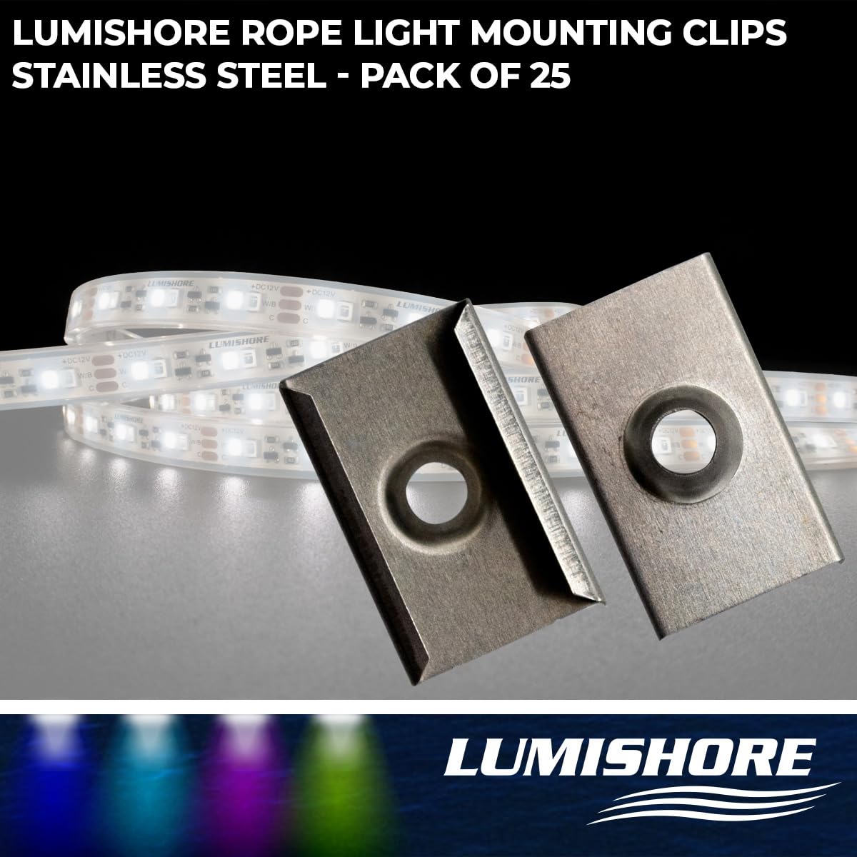 Eclipse Lumishore Strip Light Stainless Steel Brackets (Bag of 25), 60-0510
