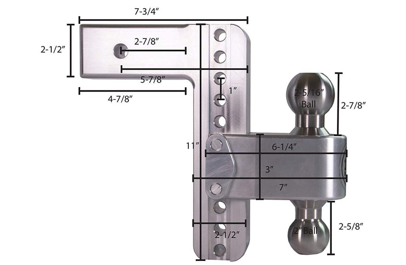 Drop Hitch Receiver Weigh Safe LTB8-2.5-CER-BLA: 2.5 Inches Adjustable