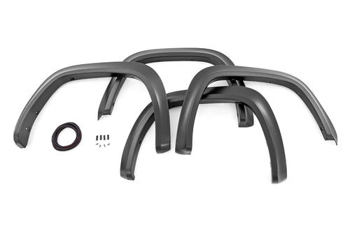 Rough Country Fender Flares Sport for Toyota Tundra (2022-2025) - 6" Flare Height, Paintable Flat Black ABS, UV-Protected, No-Drill Install