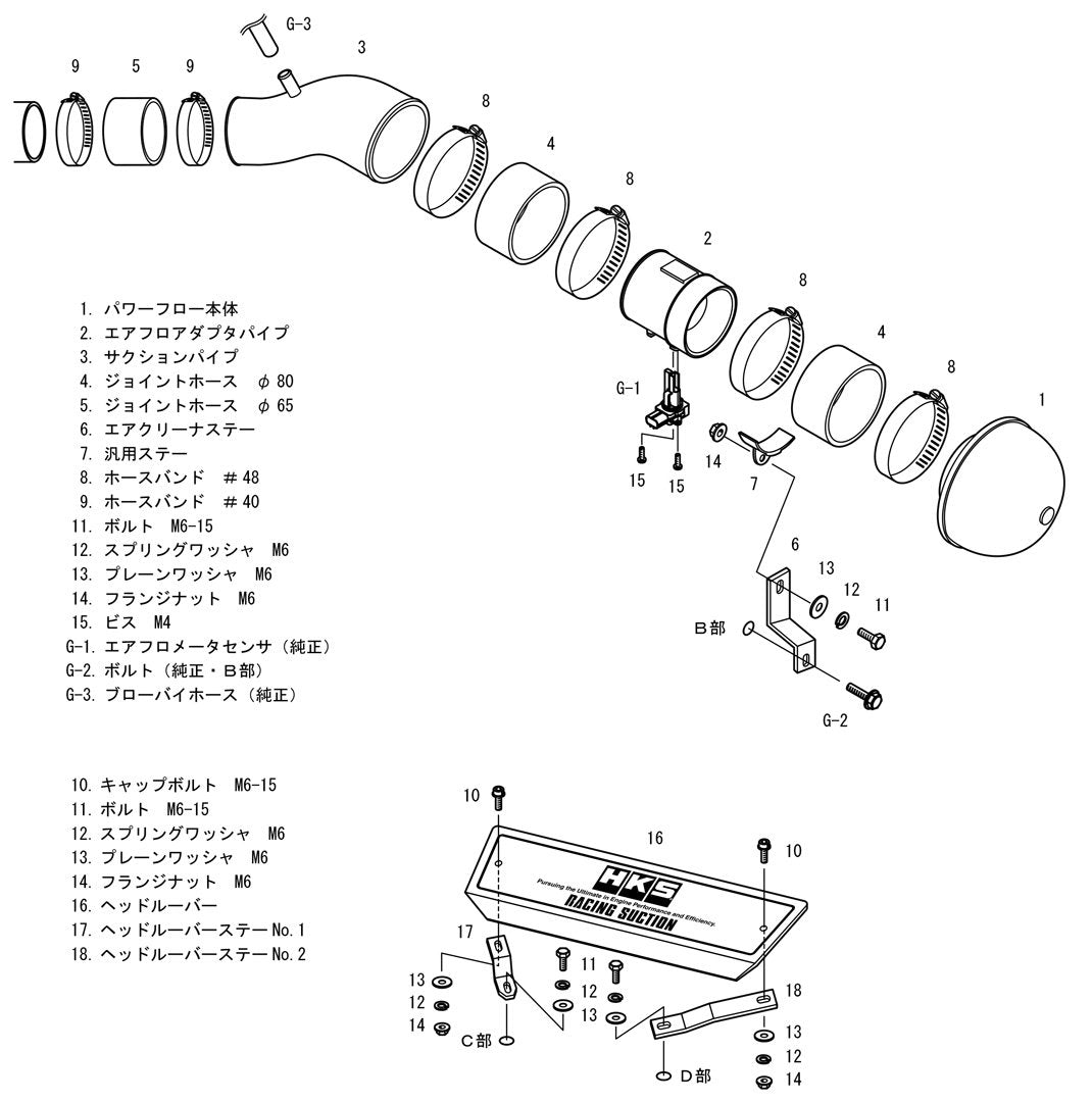 Racing Suction HKS 70020-AS104 Kit Reloaded (RS ZC32S Swift Sport M16A), 1 Pack