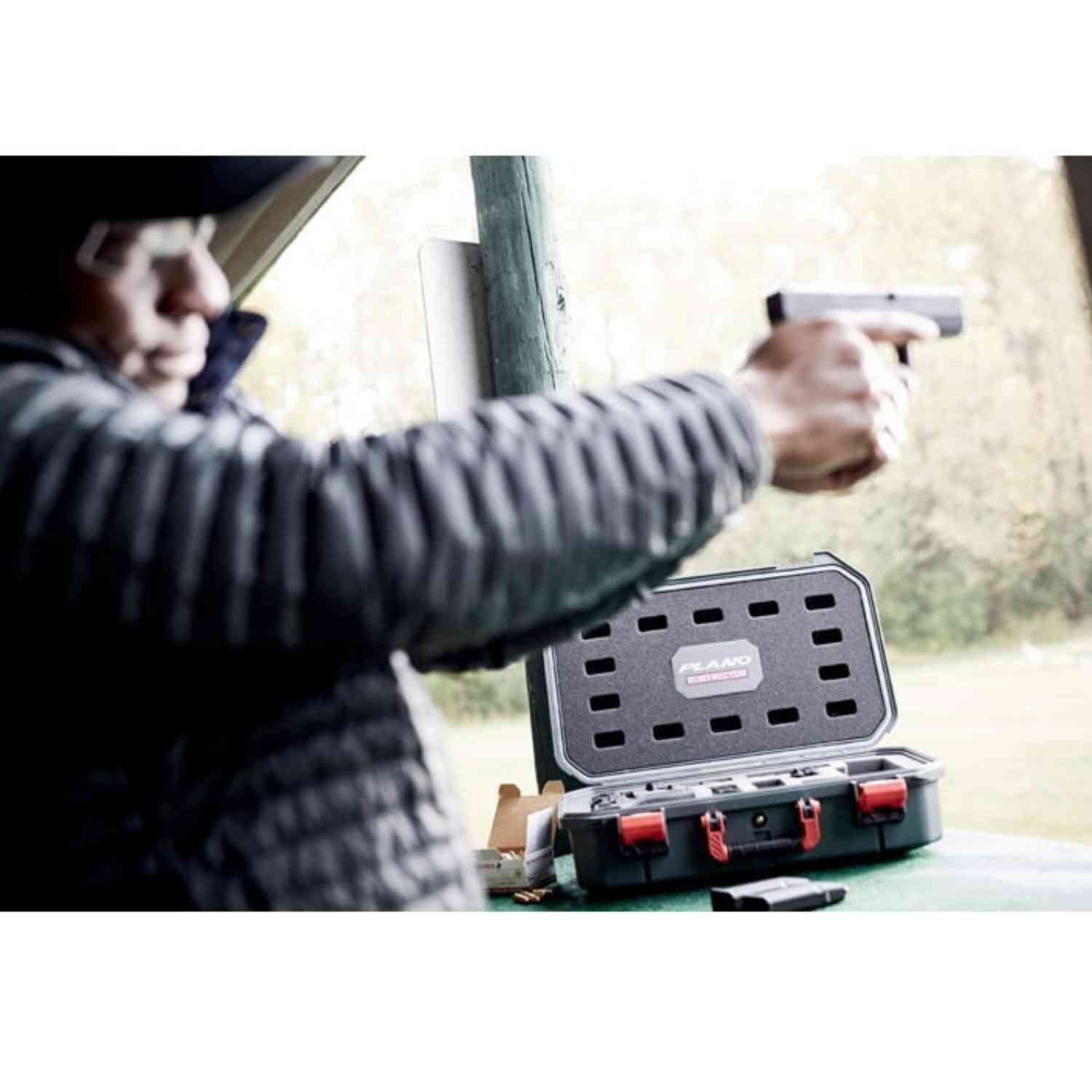 Plano All-Weather Rustrictor Double Pistol Case, Durable, Rust and Corrosion Resistant, TSA-Approved Gun Case with Perforated Pluck Foam for Custom Protection