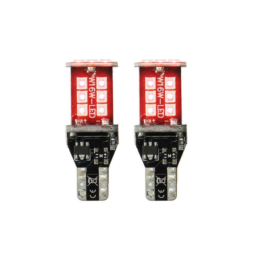 T15 Heise Red LED Bulbs with Integrated Internal CANBUS System - (HE-CT15R)