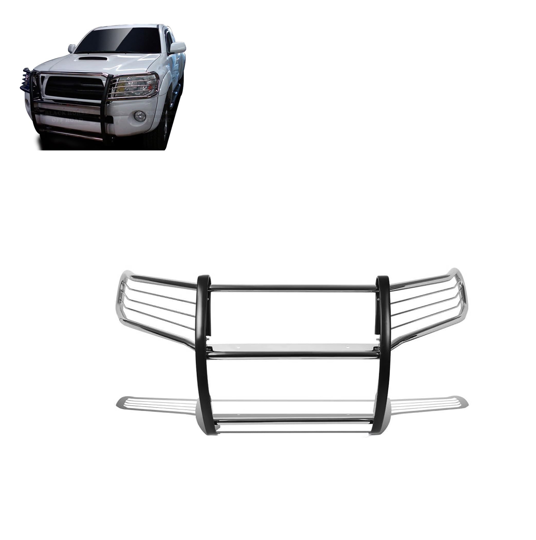 Bumper Guard Black Horse Grille brush Modular Stainless Steel Compatible with 2005-2015 Toyota Tacoma-17A096400MSS