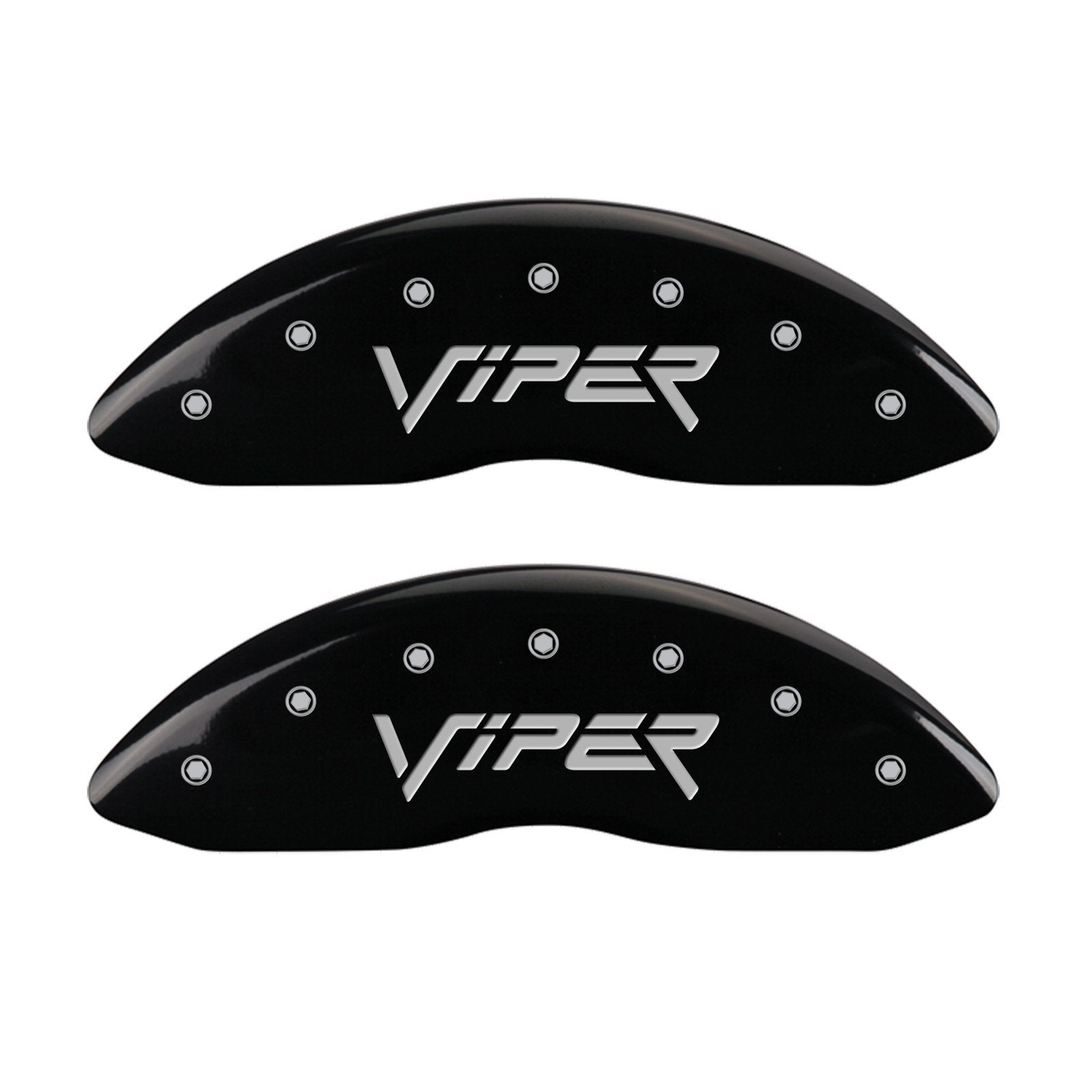MGP Caliper Covers Black Powder Coat Finish 12203SSNPBK Front and Rear Caliper Cover, Set of 4 (Gen 2/Viper Gen 2/Snake Silver Characters, Engraved)