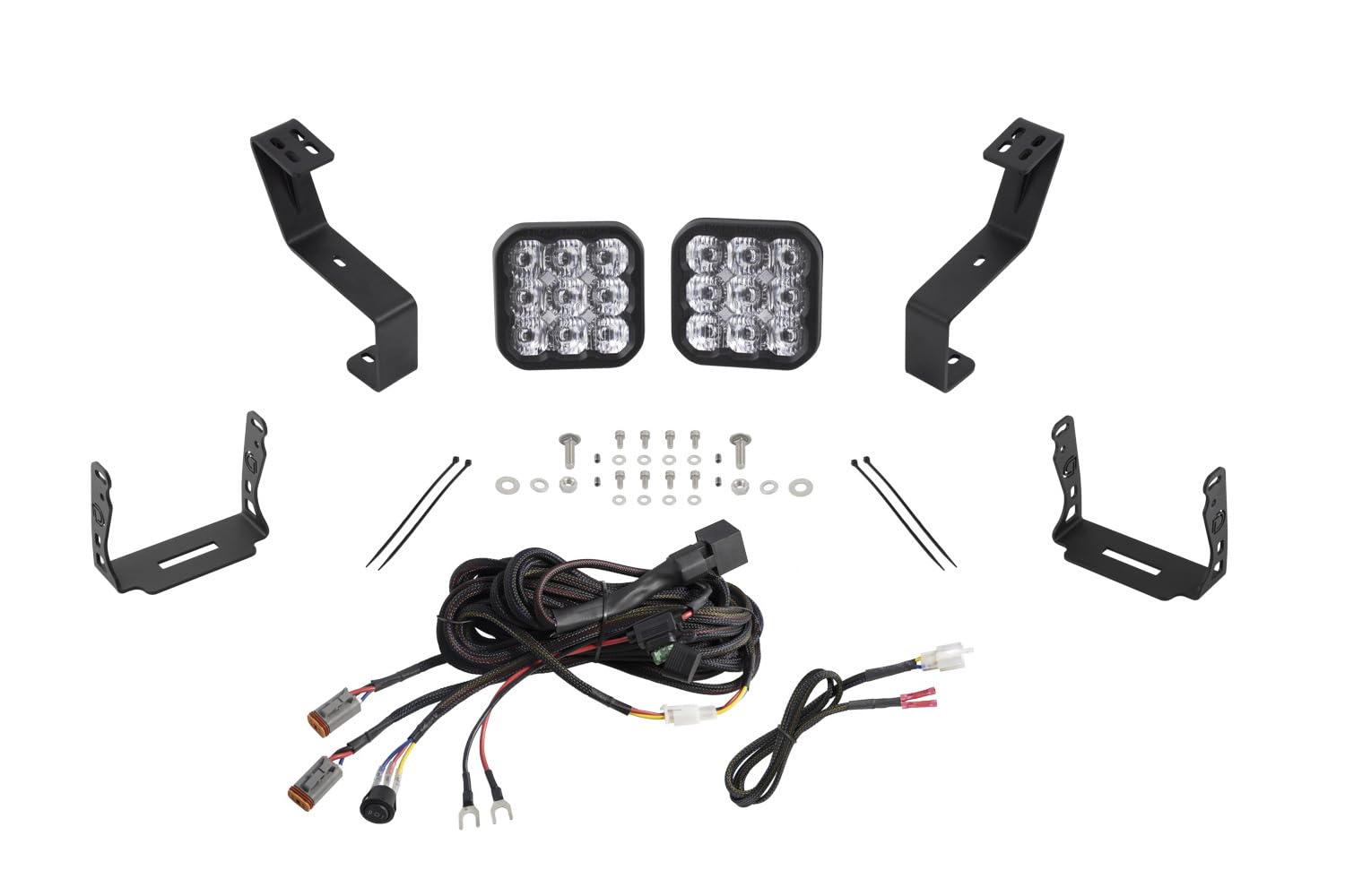 Diode Dynamics SS5 LED Pod Light Kit Bumper compatible with Ram 1500 2019-2024, White Driving Pro