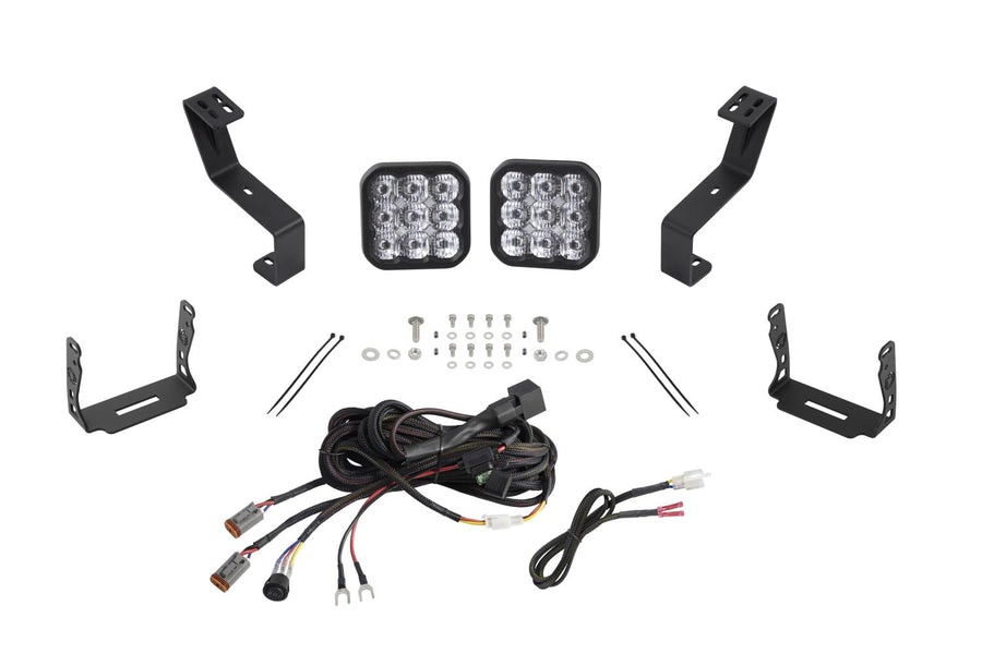 Diode Dynamics SS5 LED Pod Light Kit Bumper compatible with Ram 1500 2019-2024, White Driving Pro