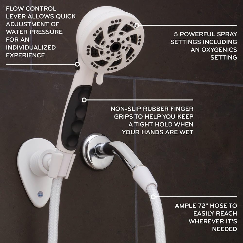 Fury Oxygenics RV Handheld Shower Head Kit, White
