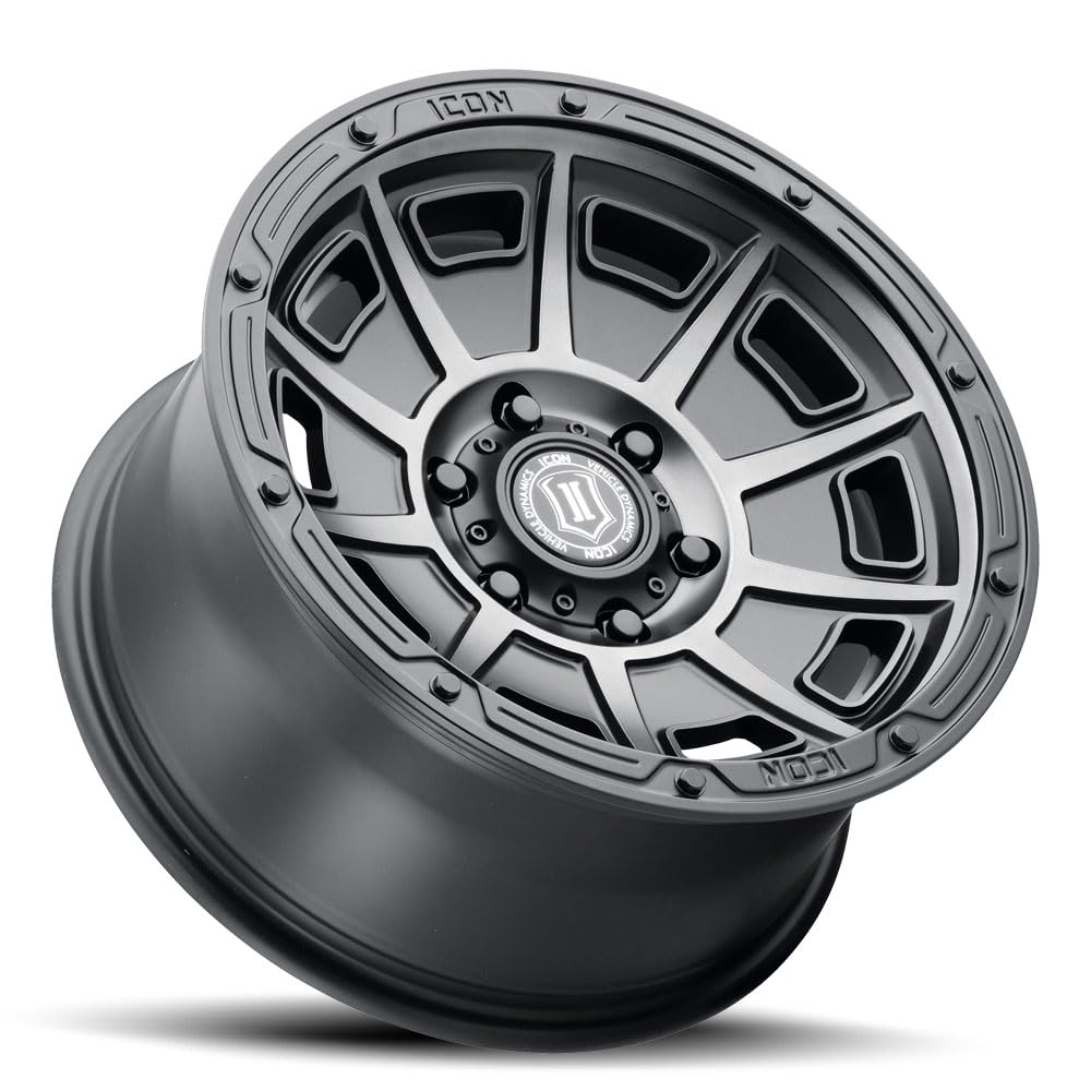 ICON Alloys Victory, 17 x 8.5/6 x 135, Smoked Satin Black, 6mm Offset, 5" BS, 3017856350SSBT