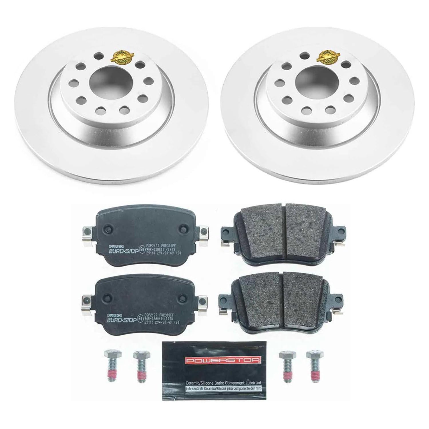 Euro-Stop Power Stop ESK7707 Rear Brake Kit- Coated Brake Rotors & Ceramic Brake Pads