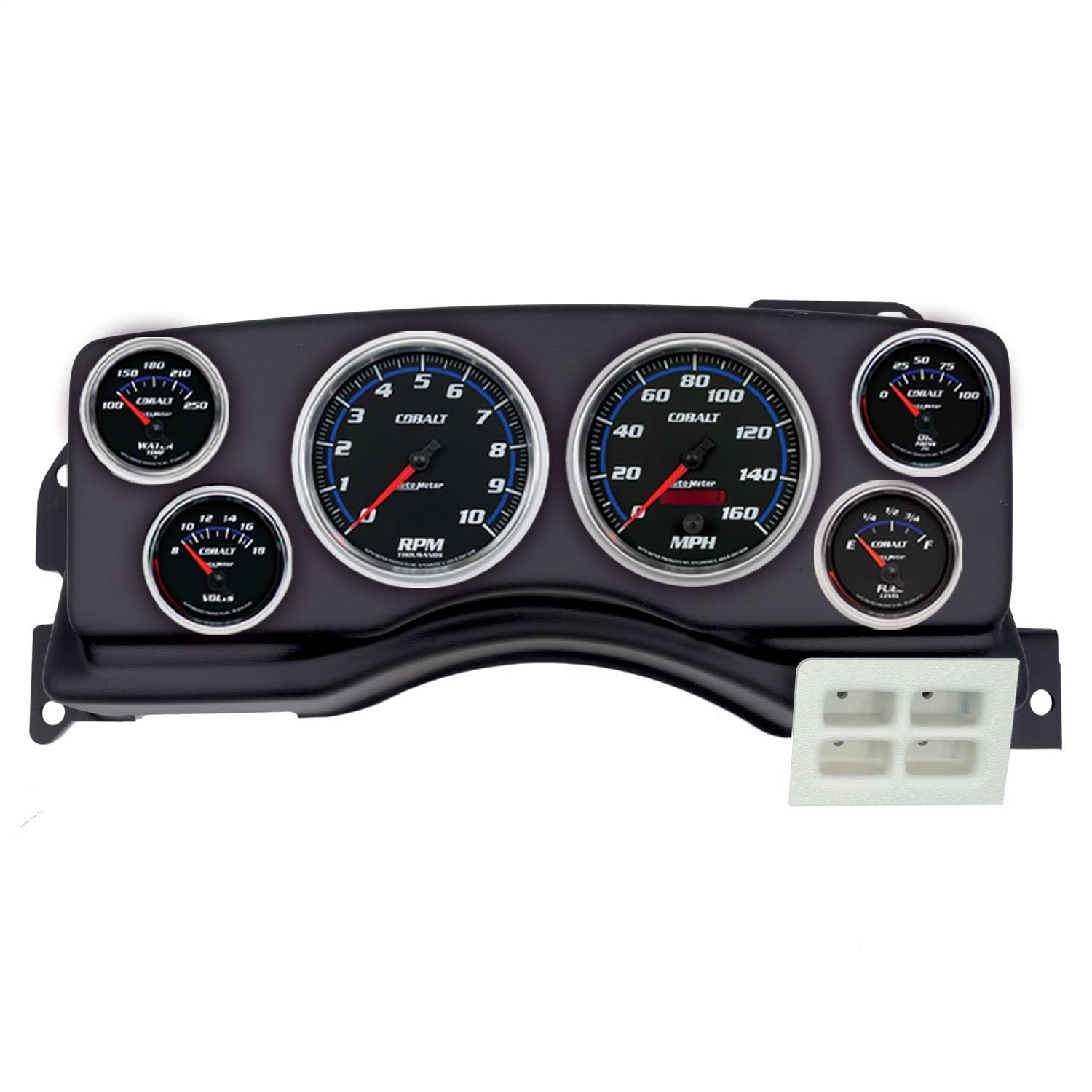 AutoMeter Dash Kit Direct Fit, (3 3/8" X2, 2 1/16" X4), Ford Mustang 87-89, Cobalt (2924-05)