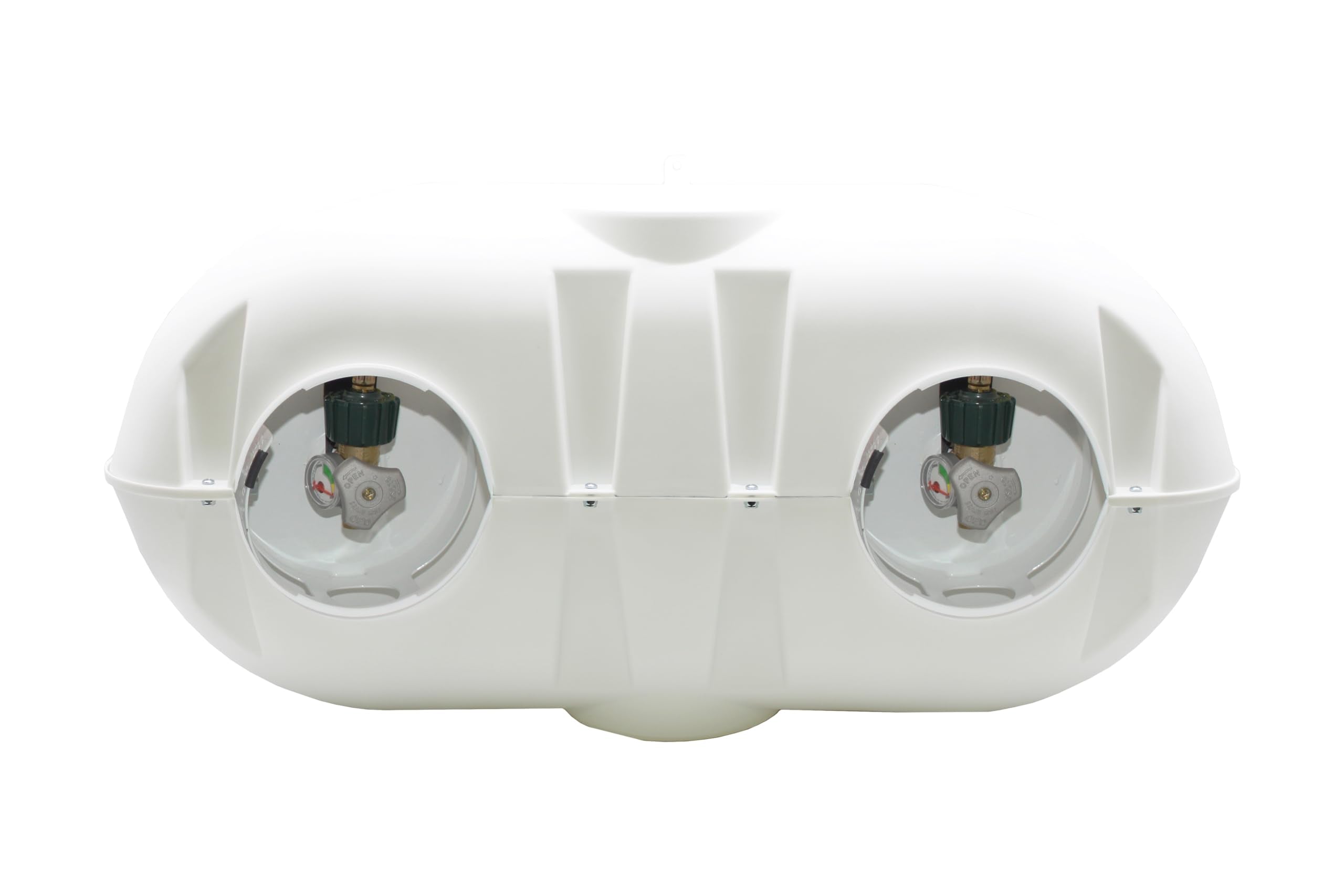 Flame King 20LB Dual LP Propane Tank Light Plastic Heavy Duty Cover for RV, Travel Trailer, Camper - White