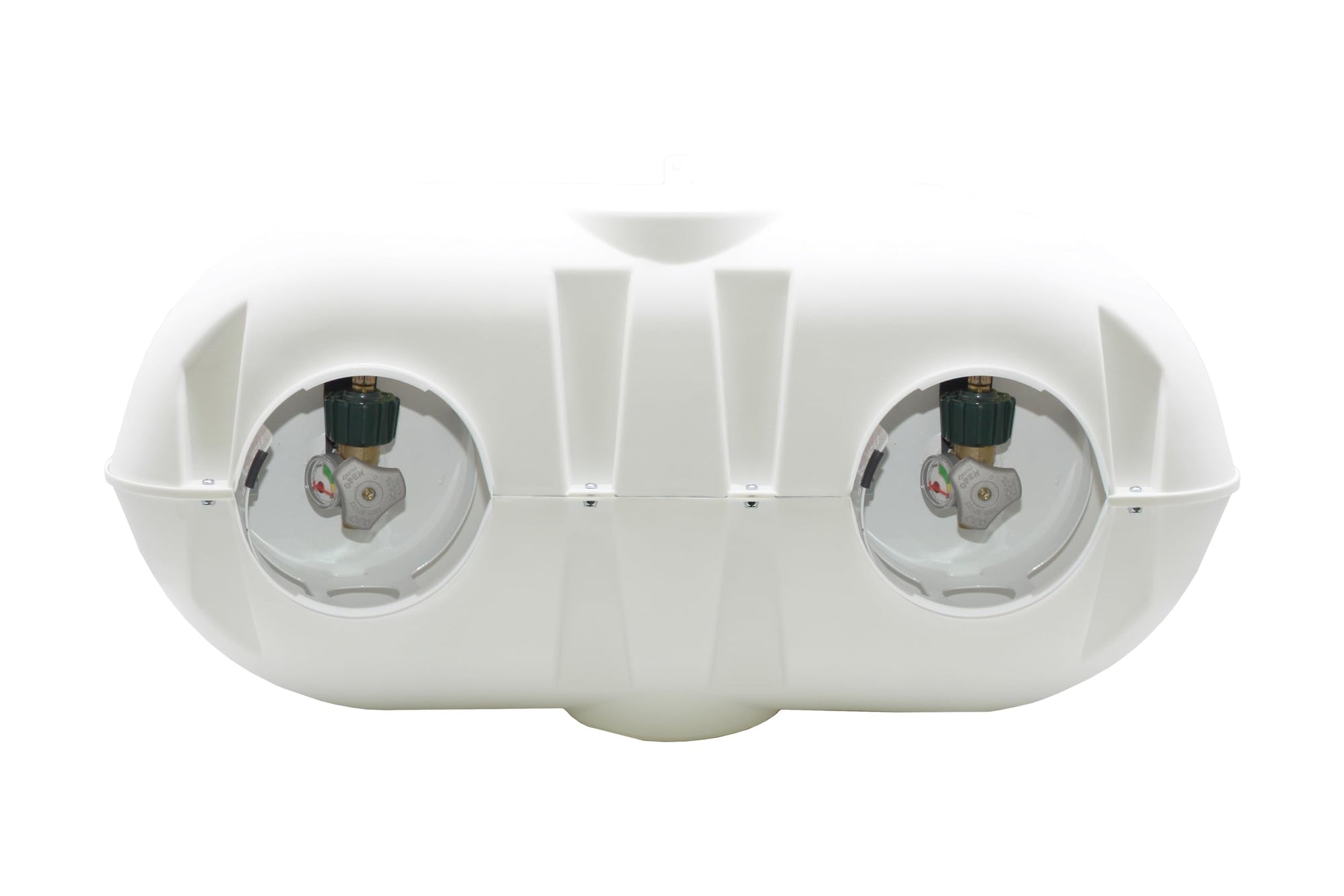 Flame King 20LB Dual LP Propane Tank Light Plastic Heavy Duty Cover for RV, Travel Trailer, Camper - White