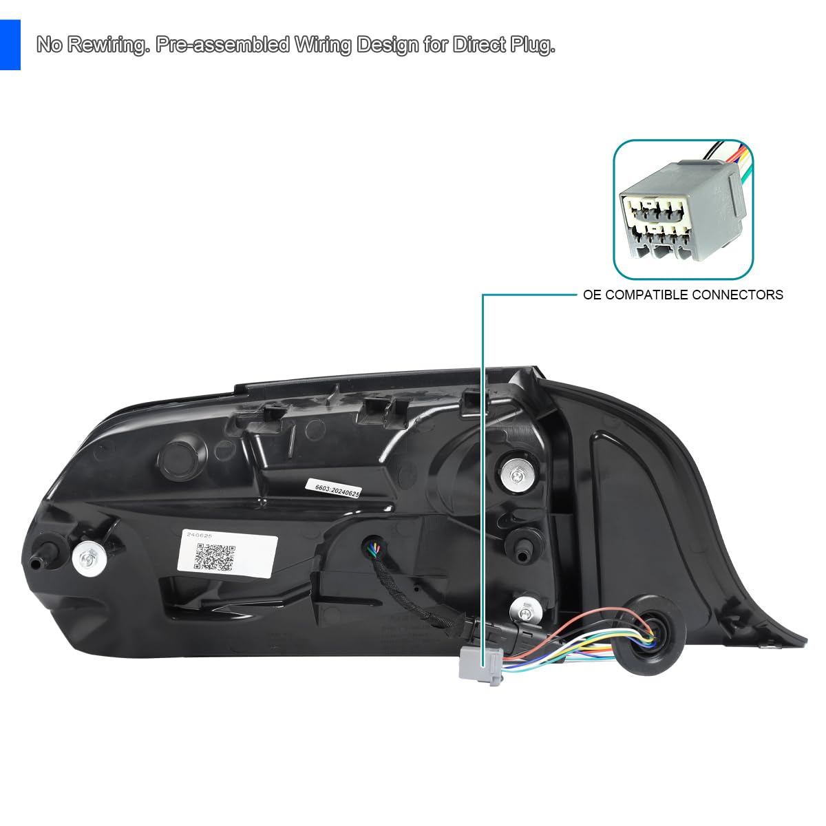 Full LED Jet Black Tail Lights with Sequential Turn Signals SPEC-D TUNING Compatible with 2015-2023 Ford Mustang Coupe/Convertible, Left + Right Pair Assembly