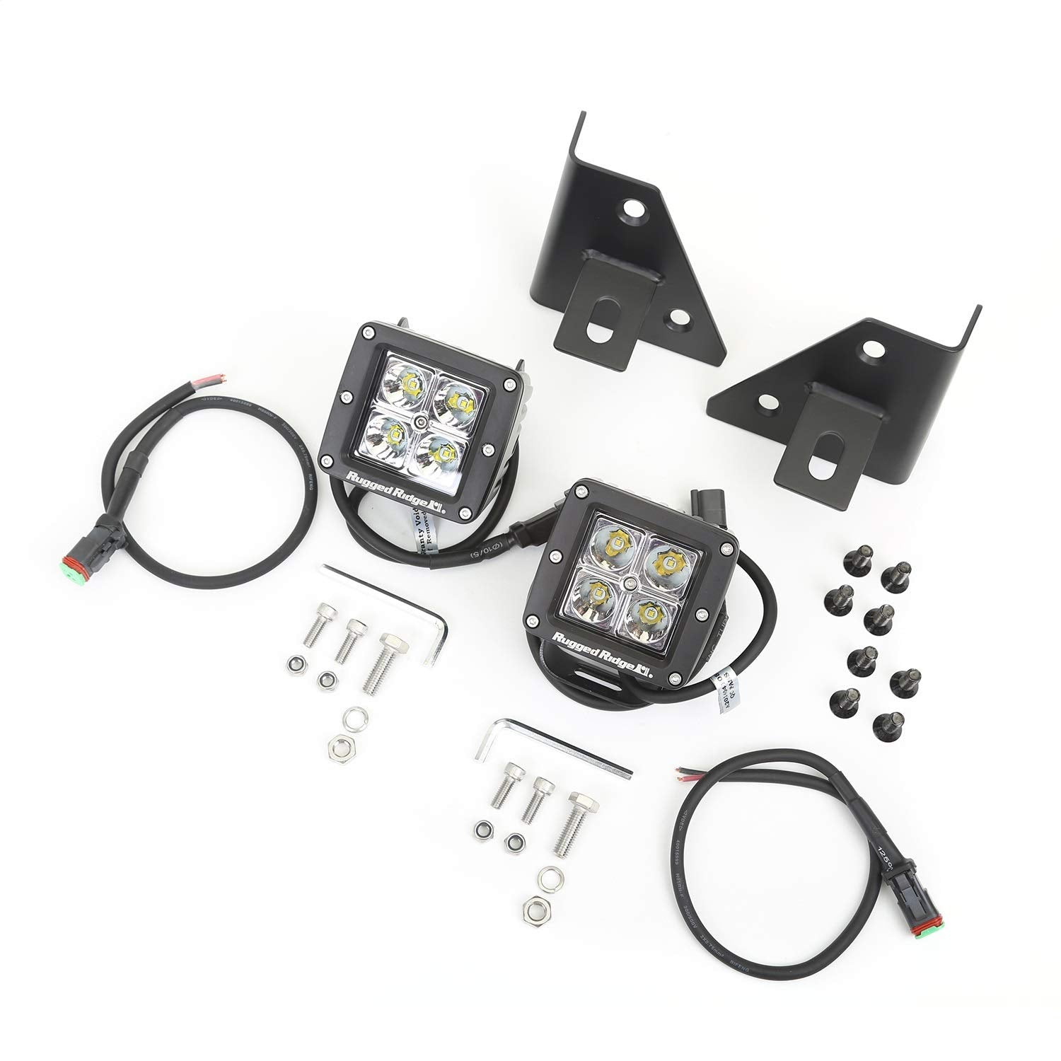 Rugged Ridge Jeep Light Kit for CJ/Wrangler YJ | Windshield Mounted, Square | 11027.12 | Fits 1976-1995 Jeep CJ & Wrangler YJ