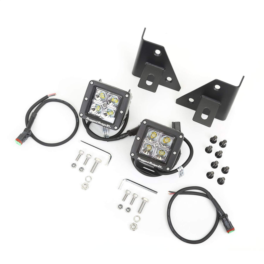 Rugged Ridge Jeep Light Kit for CJ/Wrangler YJ | Windshield Mounted, Square | 11027.12 | Fits 1976-1995 Jeep CJ & Wrangler YJ