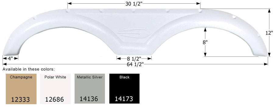 Tandem Axle Fender Skirt ICON 12686 FS2333 for Gulf Stream - Polar White