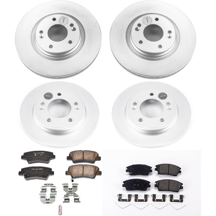 Power Stop Z17 CRK8285 Front and Rear Coated Rotor Brake Kit-Coated Rotors and Ceramic Brake Pads For Hyundai Elantra 2017-2020 [Model Specific]