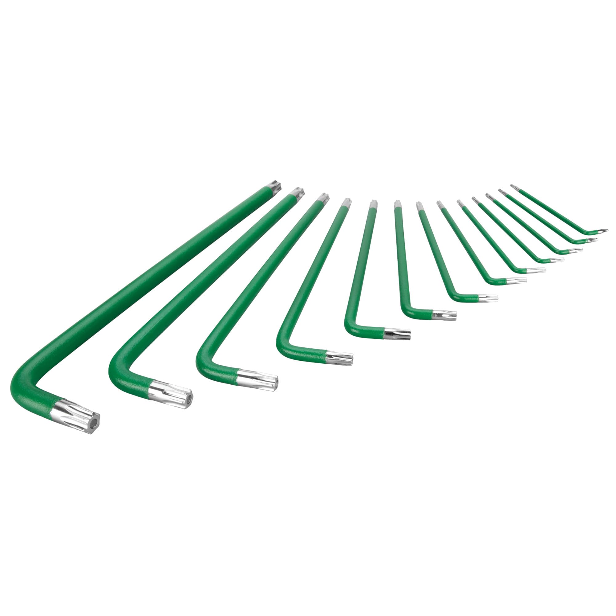 W80200 Performance Tool 13 Pc. Long Arm Star Key Set - For Star and Star Security Fasteners, Powder-Coated, Storage Organizer, Long Reach, Green