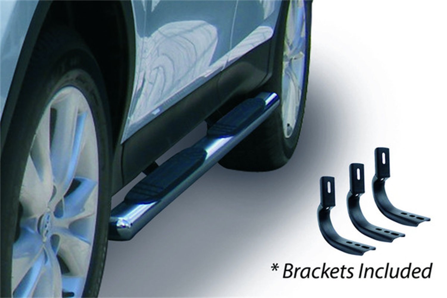 Go Rhino 4" Sidesteps & Brackets OE Xtreme | Stainless Steel, Polished | 684404580PS | Fits 2007-2013 Chevrolet Avalanche/Silverado & GMC Sierra 1500, 2500 HD, 3500 HD Extended Cab (See Description)