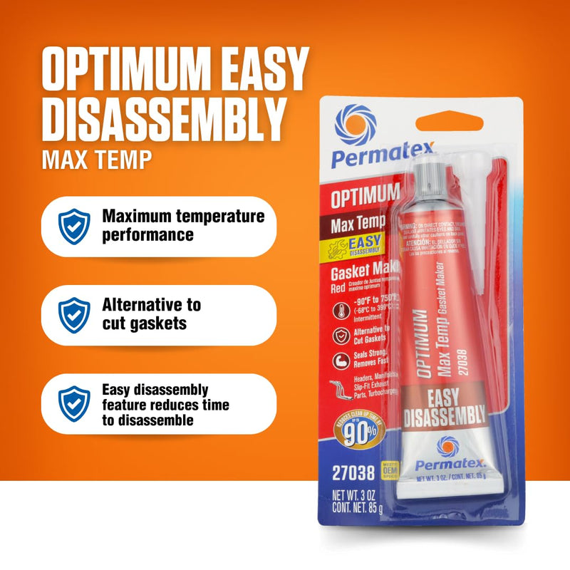Optimum Red Permatex 27038 High Temperature Gasket Maker, 3 oz