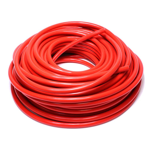 Red HPS 5/32" ID high temp reinforced silicone heater hose tubing, 50 feet length, Max Temperature Rating: 350F, Bend Radius: 3/4"
