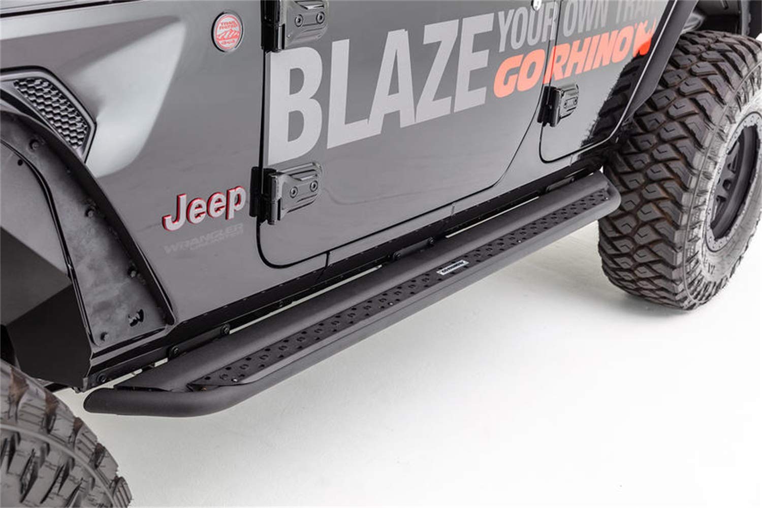 Dominator Xtreme Go Rhino DSS SideStep & Brackets | Mild Steel, Textured Black | DSS4506T | Fits 2018-2024 Jeep Wrangler JLU, 4-Door