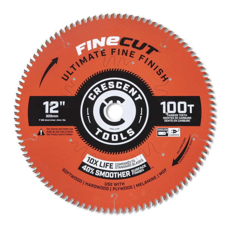 Crescent 12'' Circular Saw Blade X 100 Tooth Fine Cut Ultimate Finish
