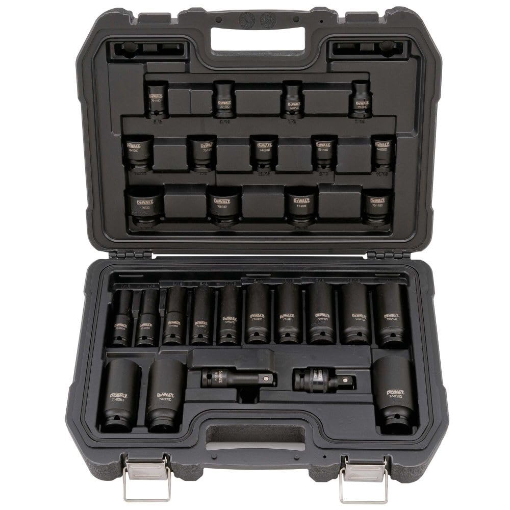 DEWALT Combination Socket Set, SAE, Impact Set, 1/2-Inch Drive, 28-Piece (DWMT19244)